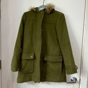 J. Crew Factory Vail Parka Wool Coat in Tawny Olive - Size 4